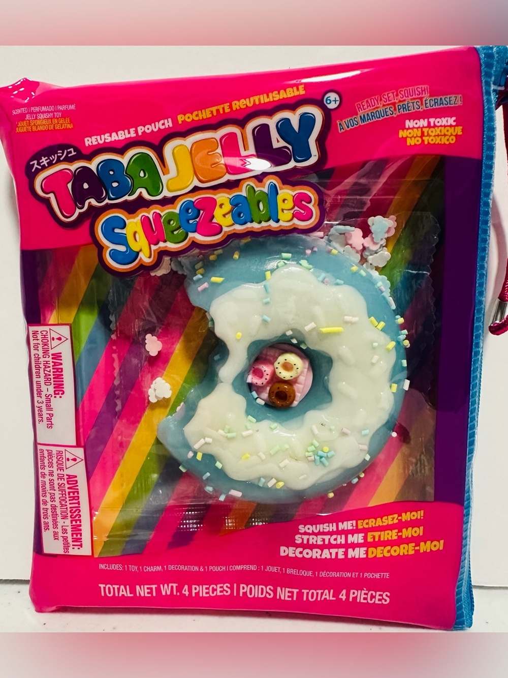 TABA Squeezables Blue & White Donut Squishy Toy -